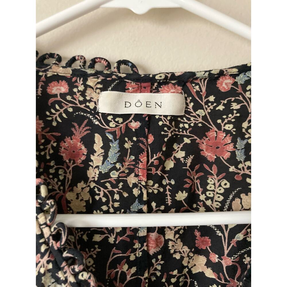 DOEN Thistle Top in Black Multi Floral Print M Boho - Picture 5 of 10